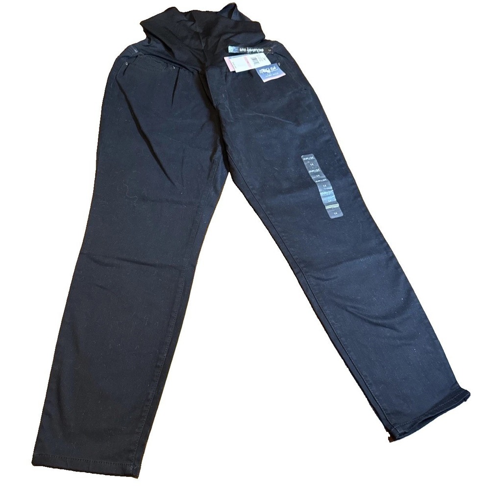 Flutter & Kick Maternity Skinny Ankle Jeans Size 14‎ Deep Black Full Panel